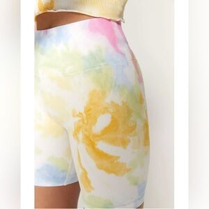 Spiritual Gangster Tie Dye Pastel Swirl Ribbed Bike Shorts Size Medium Large
